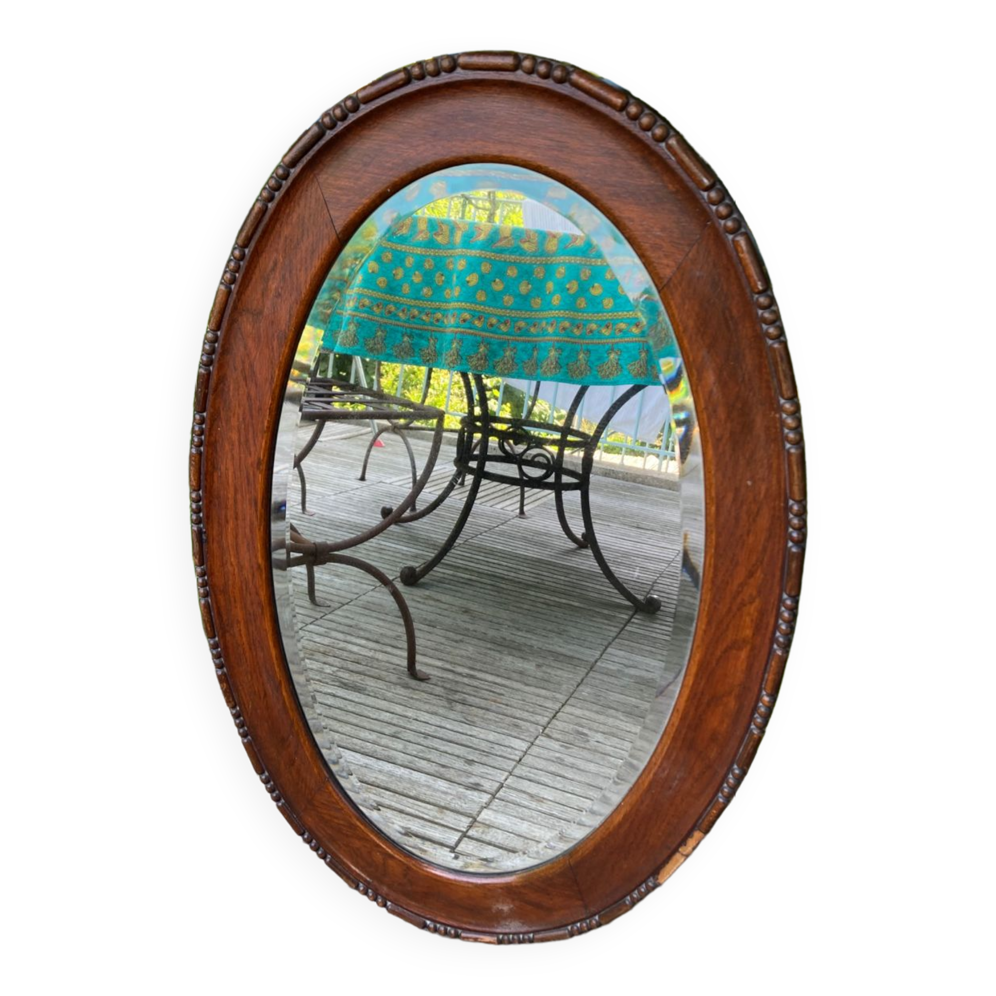 Beveled wooden mirror 52x82cm