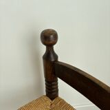 Vintage low chair in the style of Charles Dudouyt – Wooden fireside chair