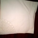 6 serviettes en coton, avec un coin brodé en crochet