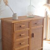 Vintage rattan chest of drawers