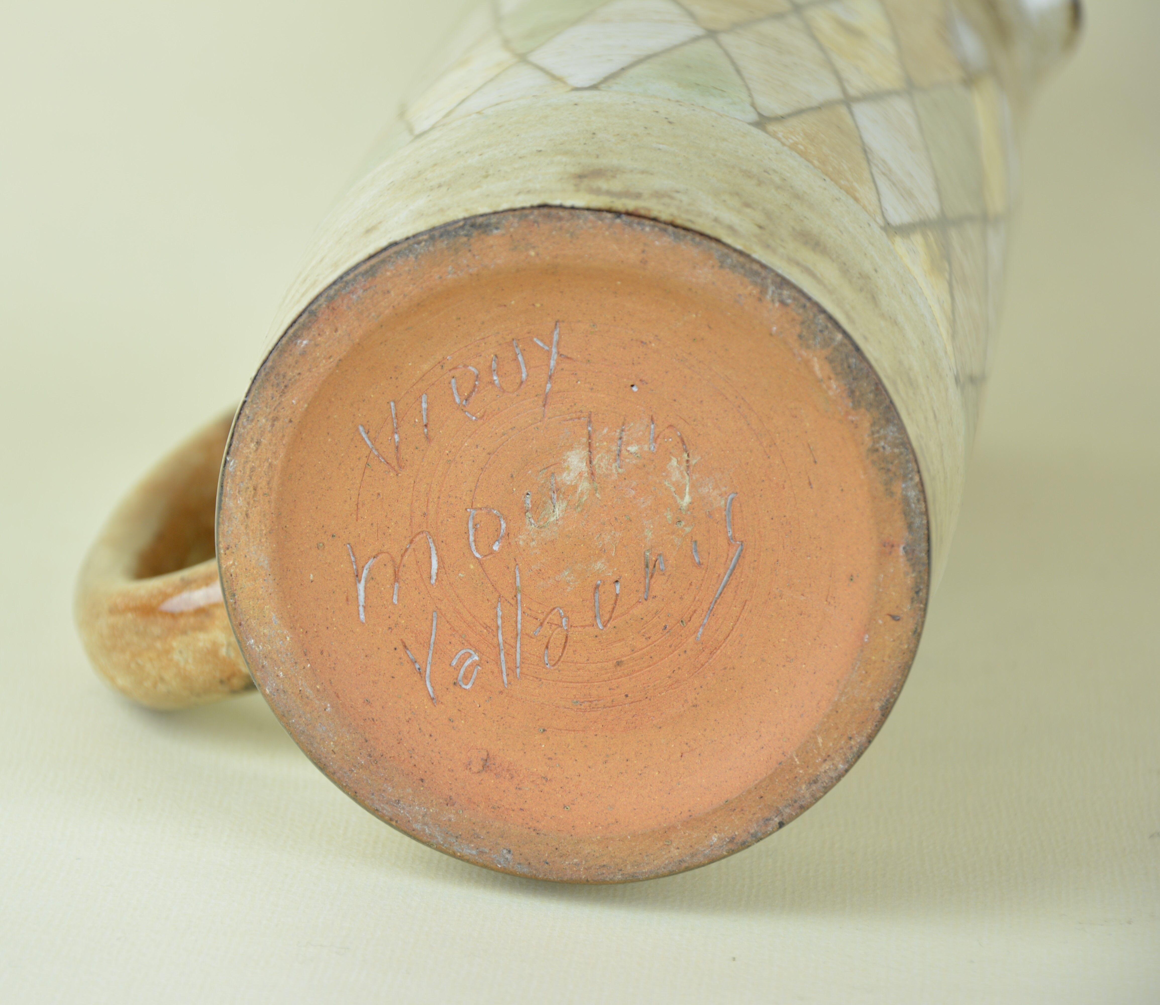 Pitcher and glasses with harlequin decoration, Atelier du Vieux Moulin