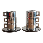 Set of 6 Casalinghi stainless steel cups and saucers, vintage Italian design