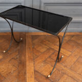 Side table end of sofa 1960 smoked glass gilded base