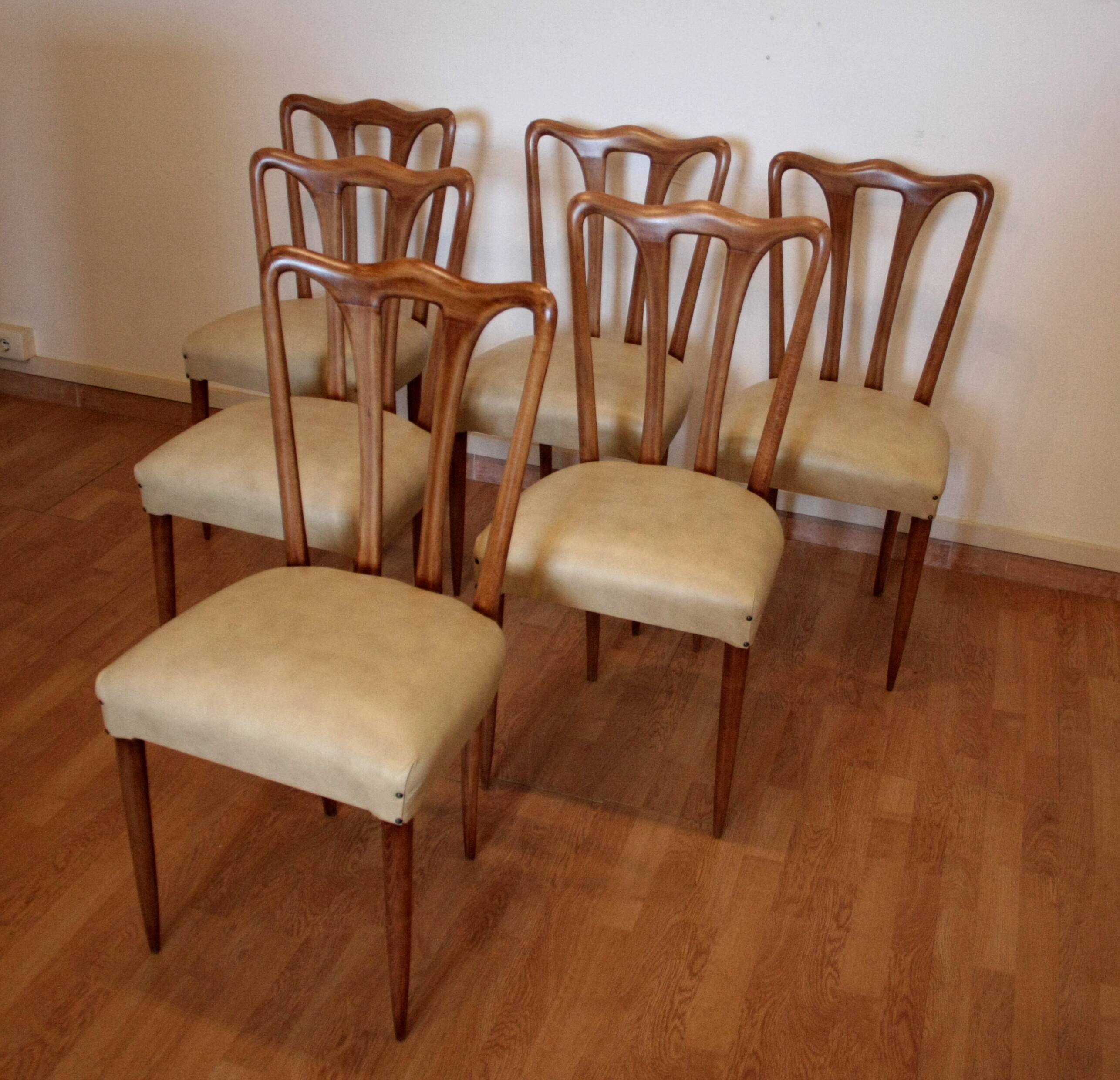 Set of 6 mid-century modern chairs, Italy, 1960s