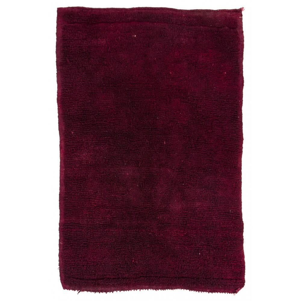 Solid Maroon Red Minimalist Turkish Tulu Rug, 100% Wool