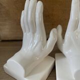 VAGA International ceramic bookends, hand-shaped, 1980s.