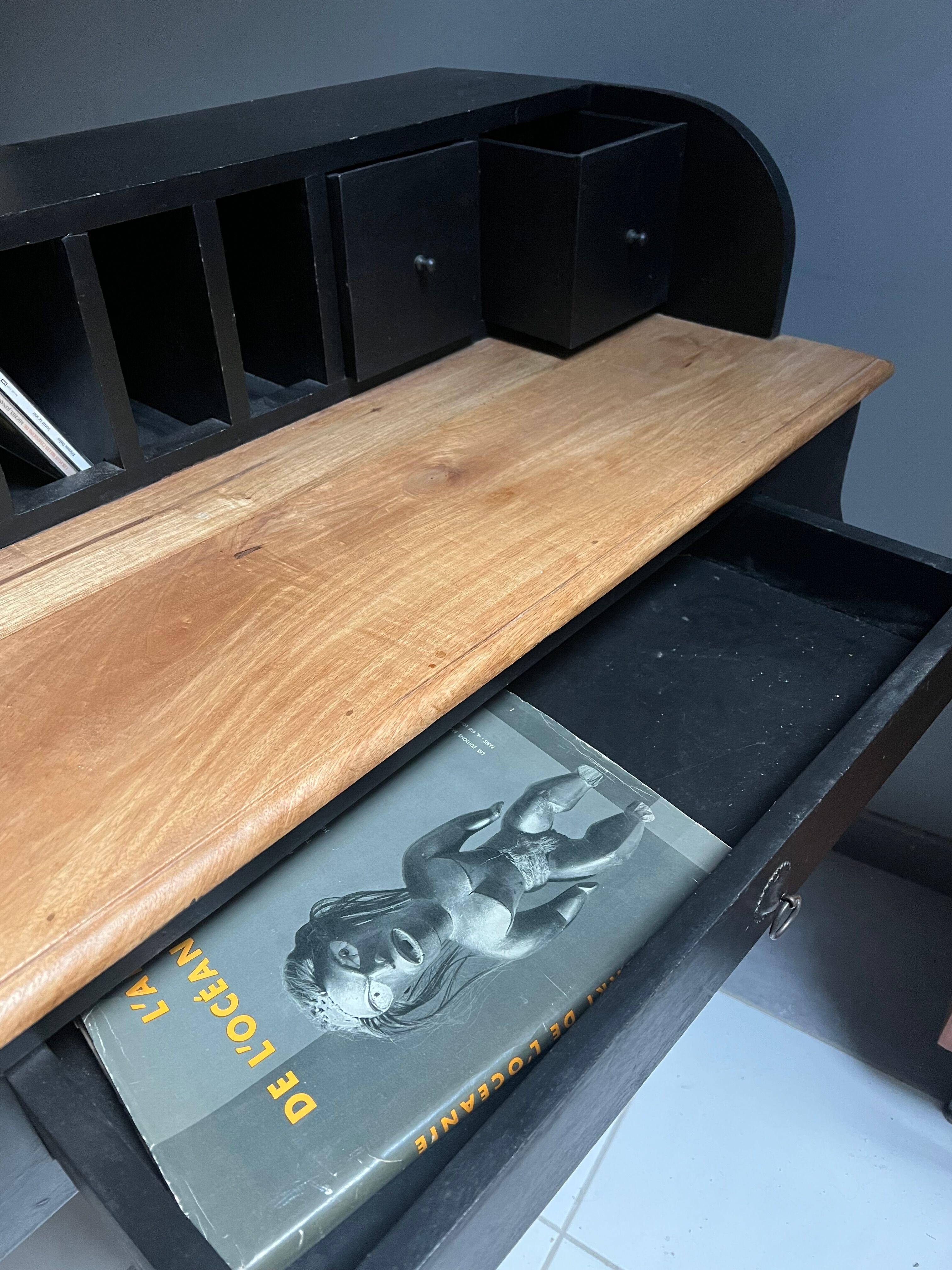 Black stepped wooden desk