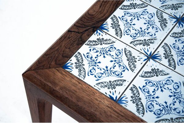 Table basse avec carreaux de céramique, design danois, années 1960