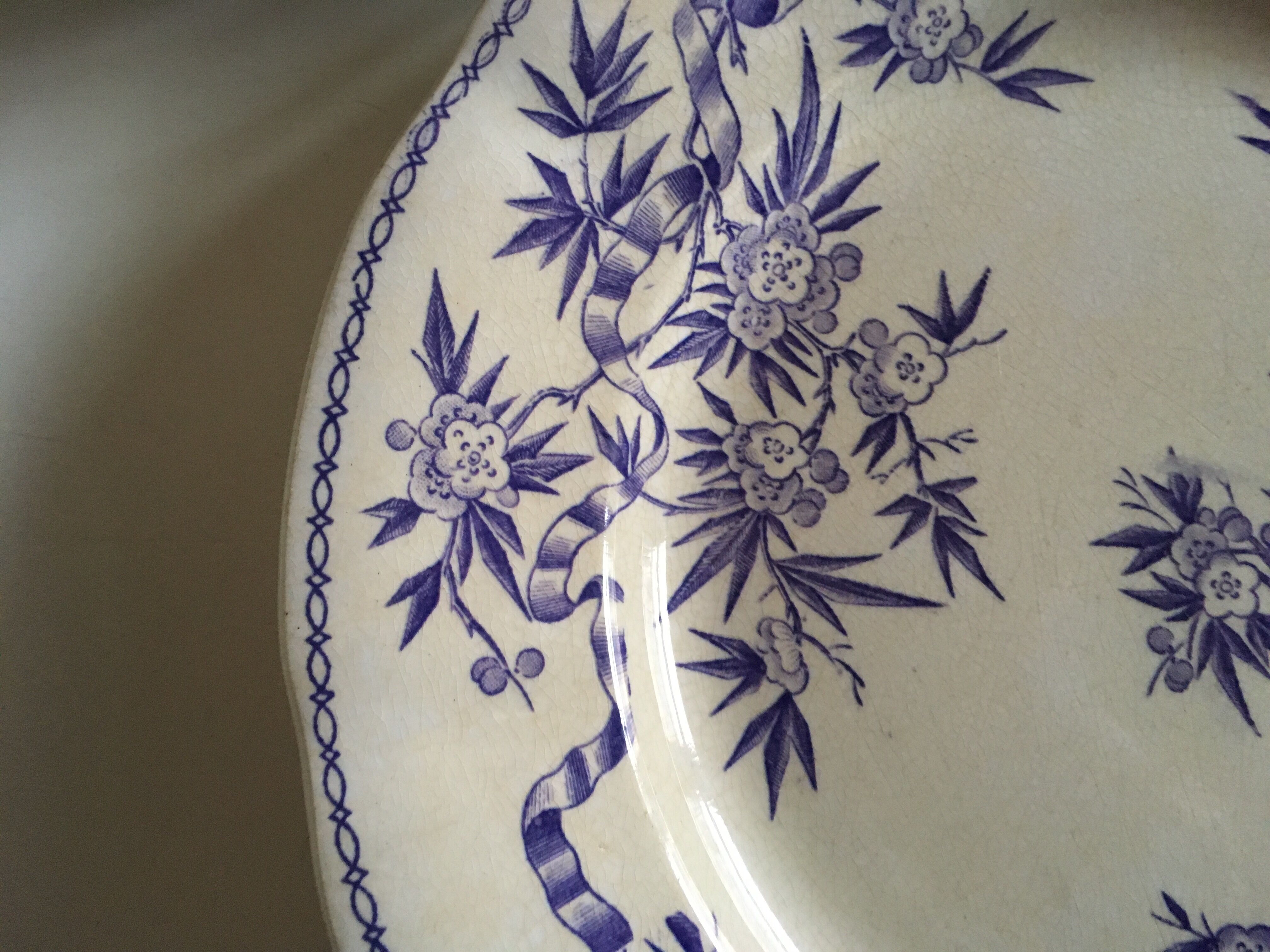 Plates flat earthenware sarregemines circa 1870 purple thorns