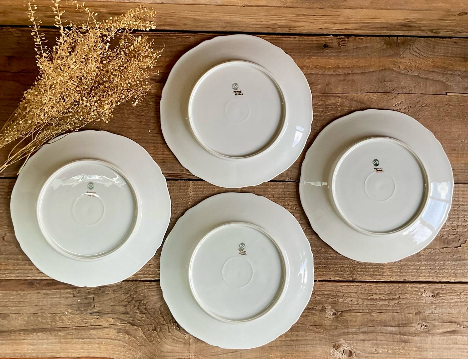 4 Limoges porcelain flat plates LEGRAND France