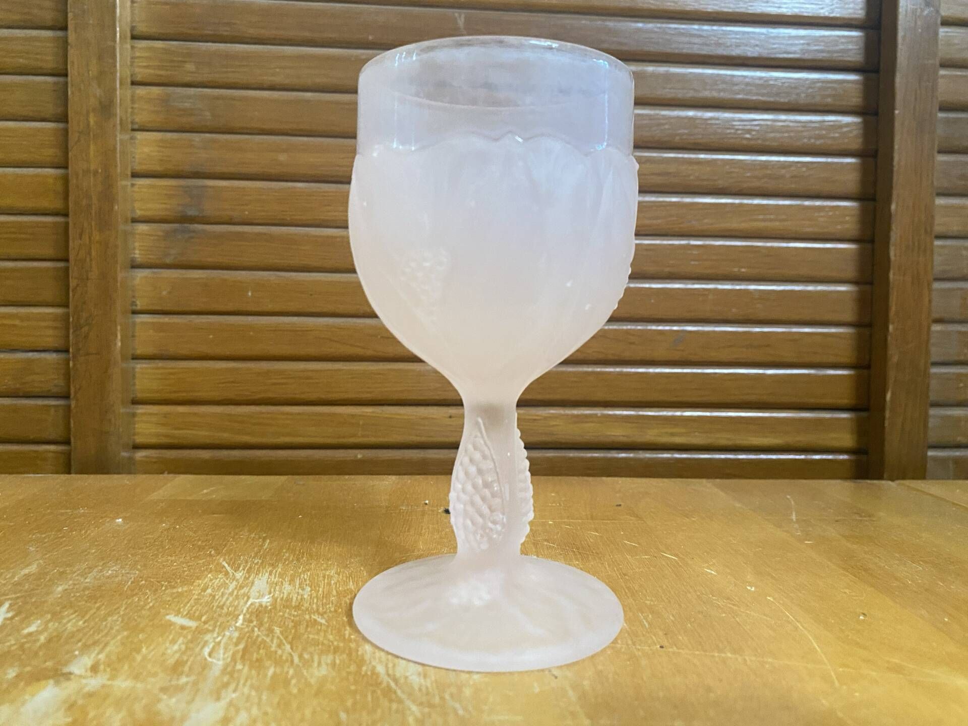 Set of 5 Frosted Pink Wine Glasses Made in Italy Vintage #E170