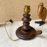Turned wood lamp base, French craftsmanship, vintage art deco, minimalist, 40s/50s