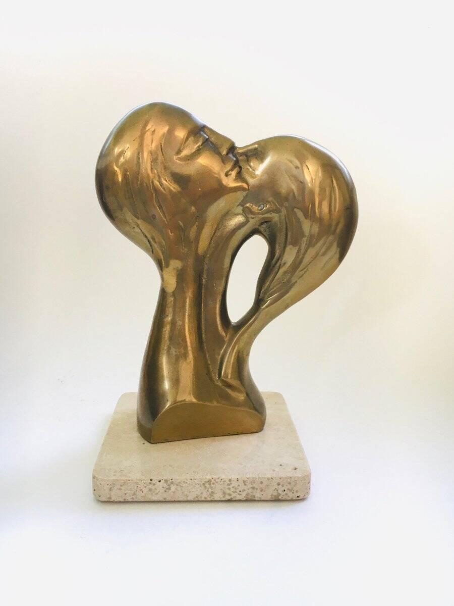 Brass Intertwined Male & Female Statue, 1970s