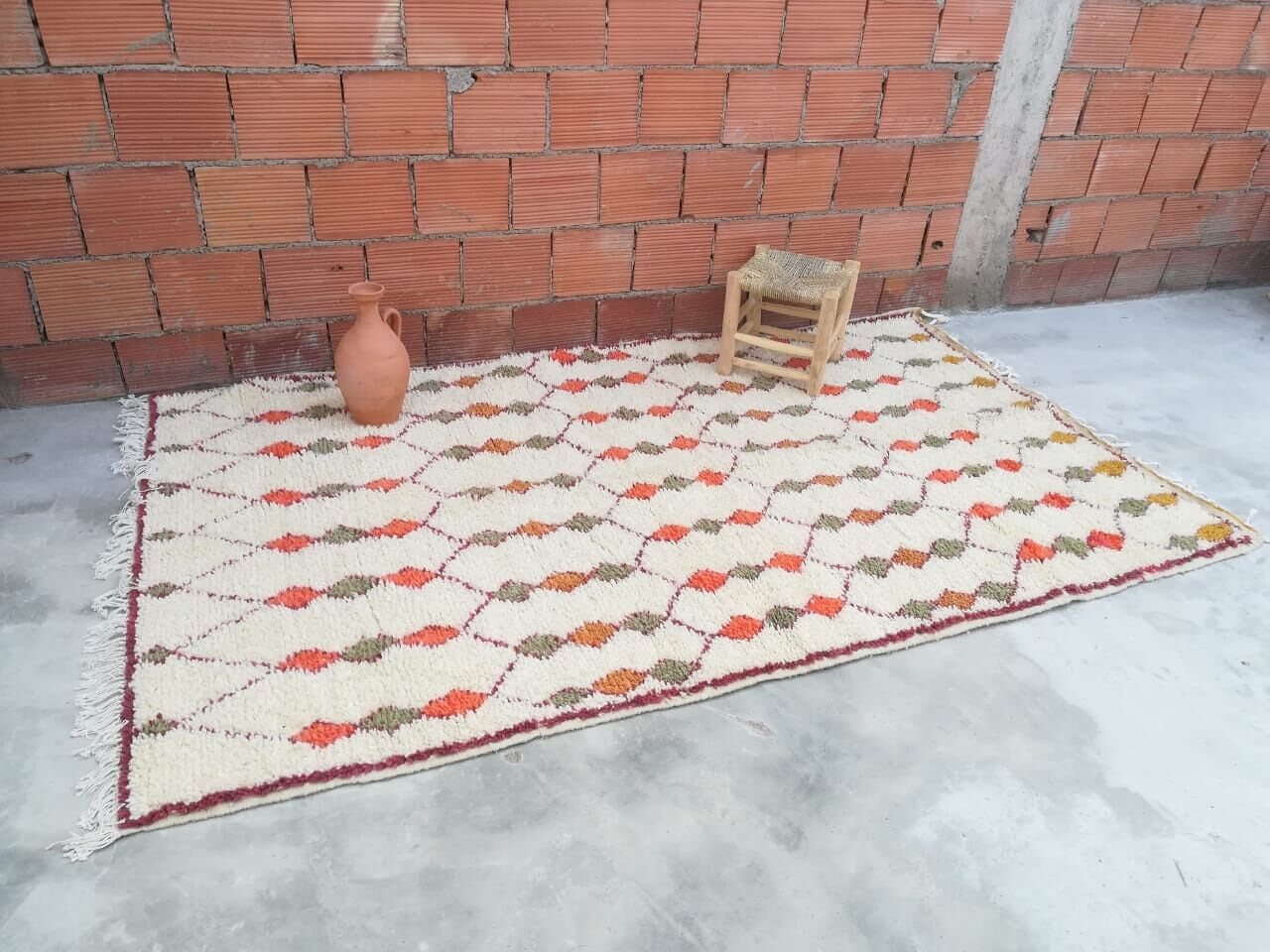 Handmade berber carpet in morocco 245 x 140 cm