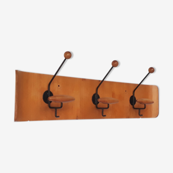 Porte manteau italien en plywood & métal noir, 1950s