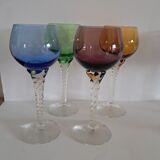 8 coloured Murano wine glasses from the 1950s