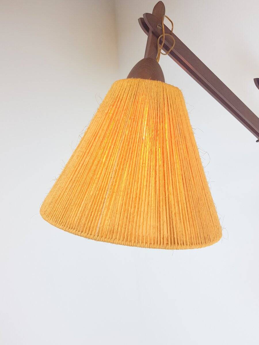 Scandinavian Teak and Hemp Scissors Wall Lamp by Ib Fabiansen for Fog & Mørup, 1950s