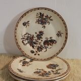 Ensemble de 4 assiettes plates polychrome-Terre de Fer de chez Salins-19è
