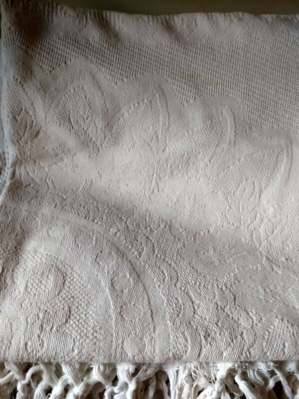 Dessus de lit en coton blanc tissé , lit 2 places