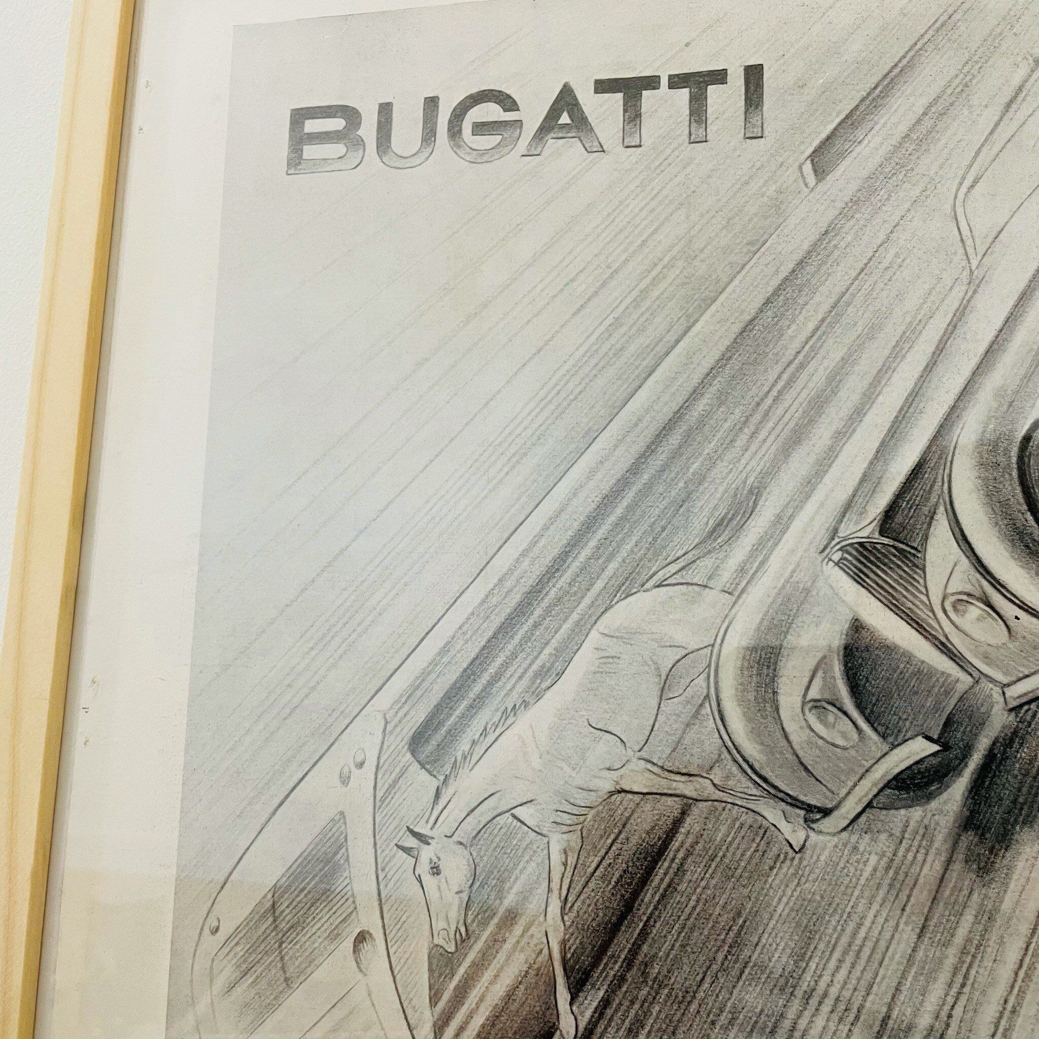 Bugatti car illustration - vintage 1930 - 30x40cm