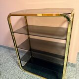 Vintage shelf in brass and smoked glass – Italian work, circa 1970.