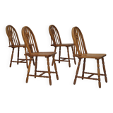 1960s, set of 4 scandinavian dining chairs in solid oak wood, original good condition.