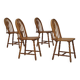 Années 1960, suite de 4 chaises de salle à manger scandinaves en bois de chêne massif, bon état d'origine.