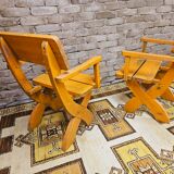 Pair of solid wood armchairs 1960