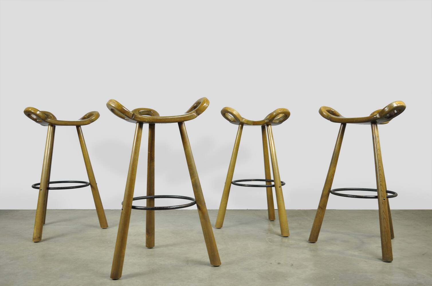 Special vintage brutalist SPANISH Marbella bar stools, 1970s Spain