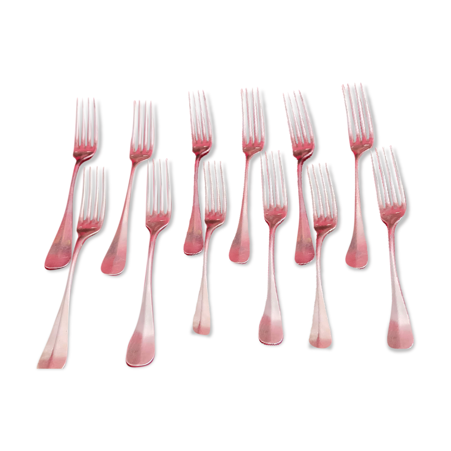 Lot de 12 fourchettes métal argent ercuis