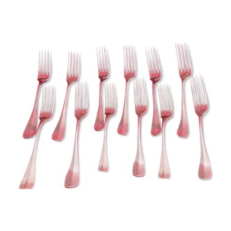 Lot of 12 forks silver metal ercuis