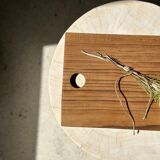 Rounded rectangular monoxyl teak cutting or presentation board L:34