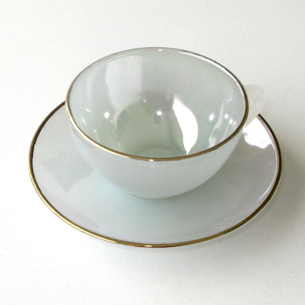 Iridescent Opaline Coffee Service Color – 6 Cups and 6 Under Cups Mod. Harlequin