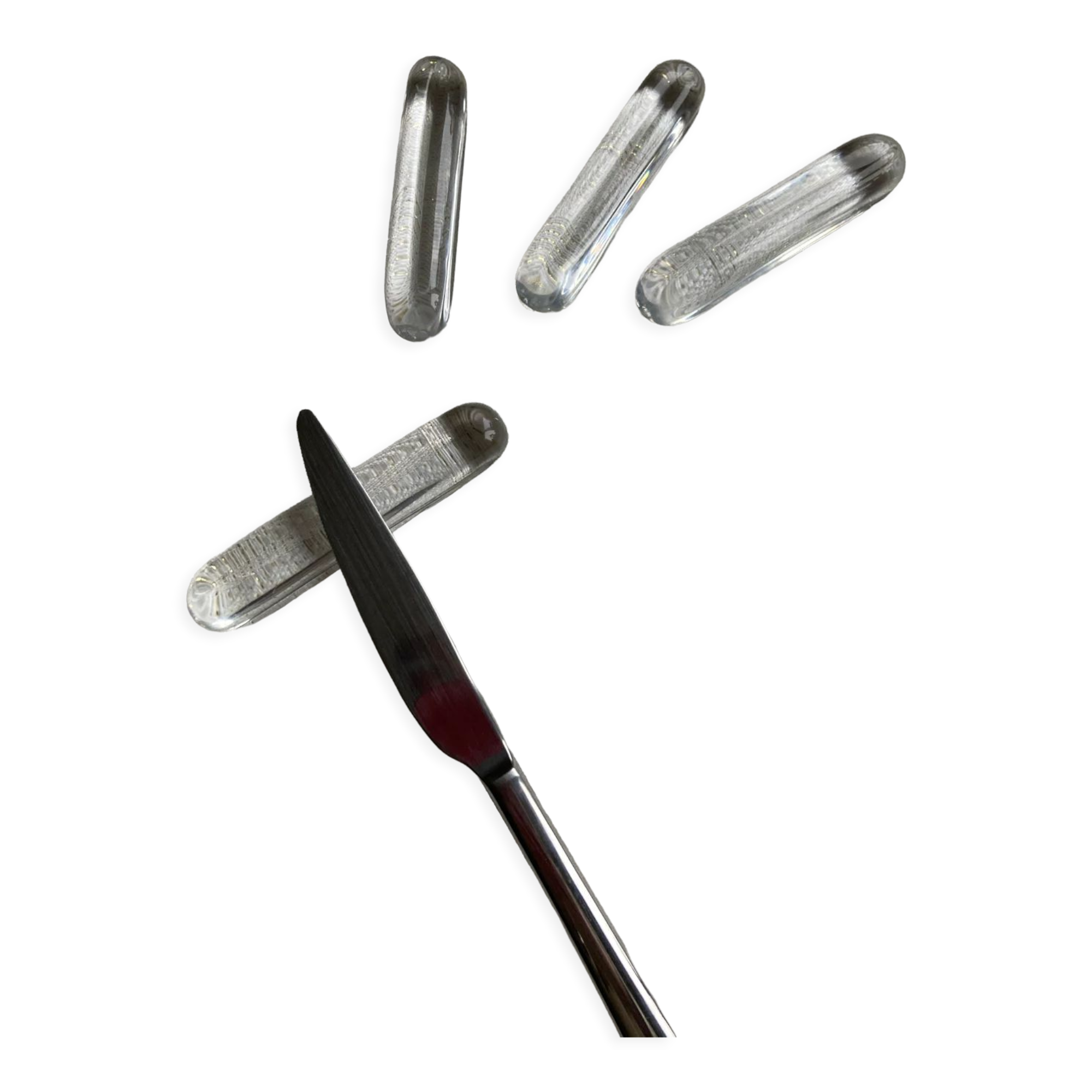 Set of four crystal knife holders signed Daum