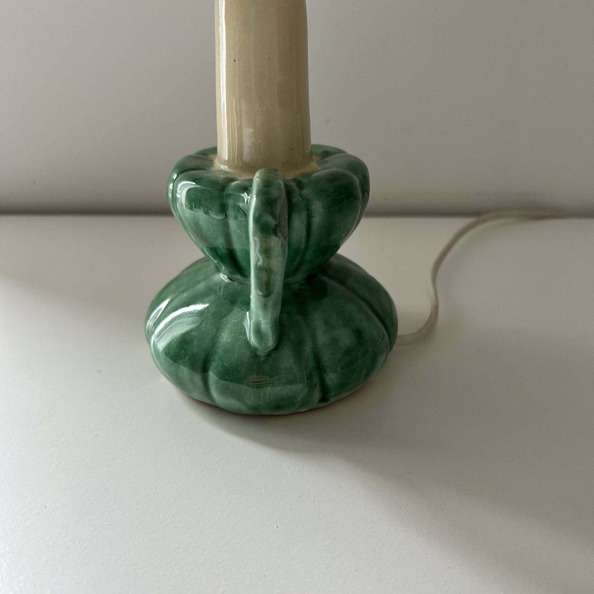 Lampe bougeoir en céramique verte 