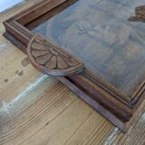 Vintage wooden serving tray signed Souron