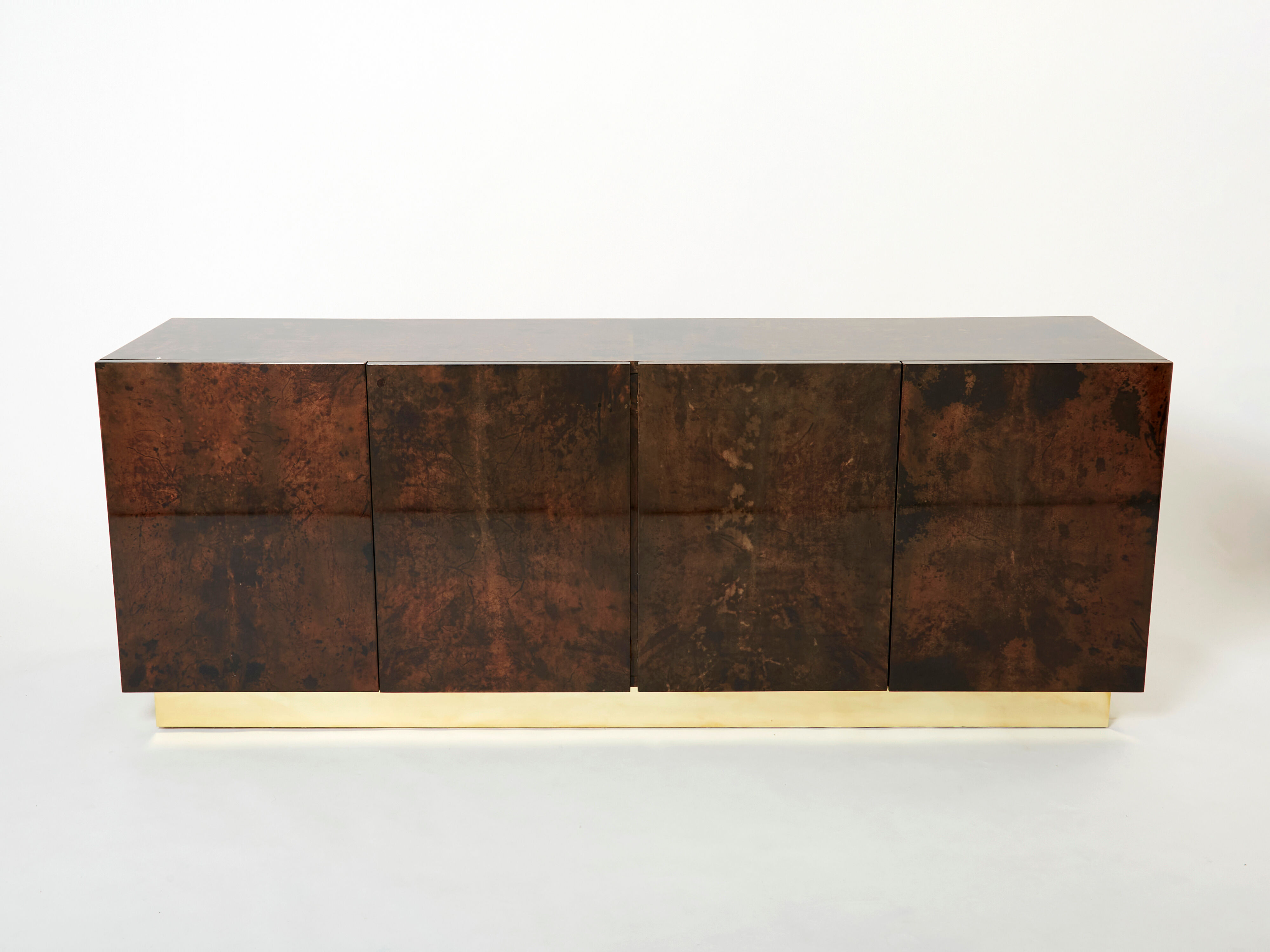 Aldo Tura sideboard in brown parchment and brass 1960