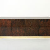 Aldo Tura sideboard in brown parchment and brass 1960