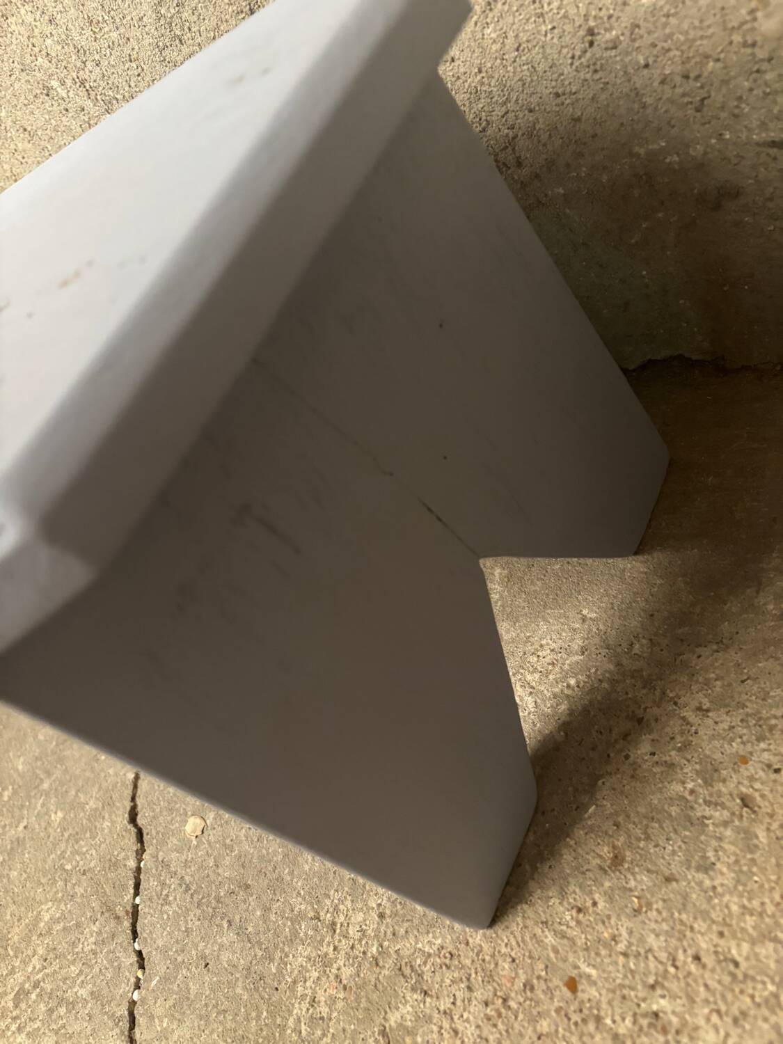 Small wooden stool, pearl gray