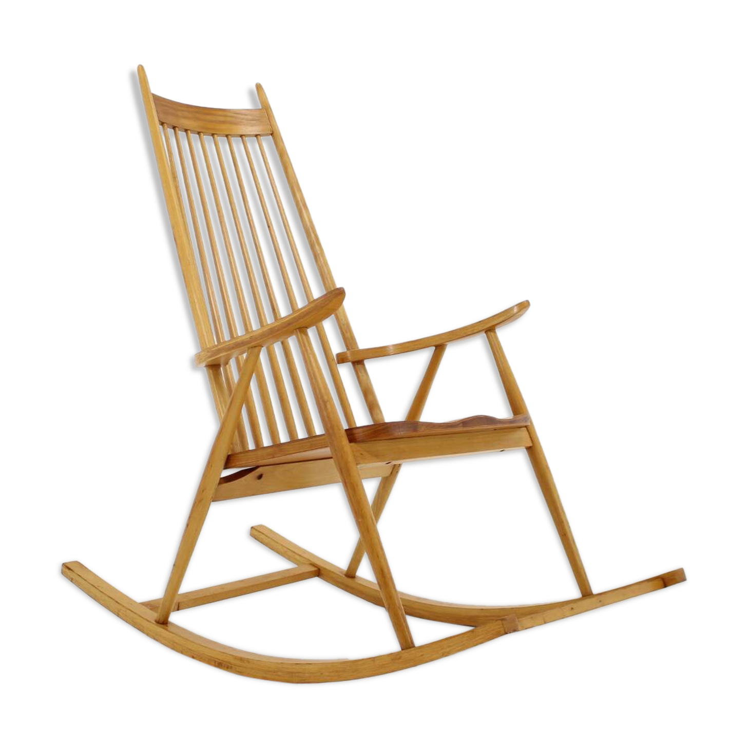 1960s Mid-century Wooden Rocking Chair, Czechoslovakia