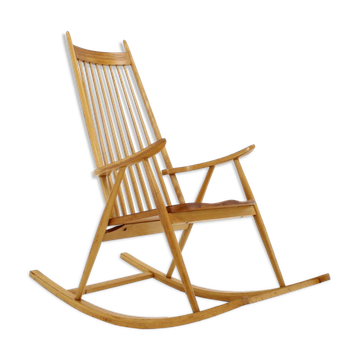 1960s Mid-century Wooden Rocking Chair, Czechoslovakia