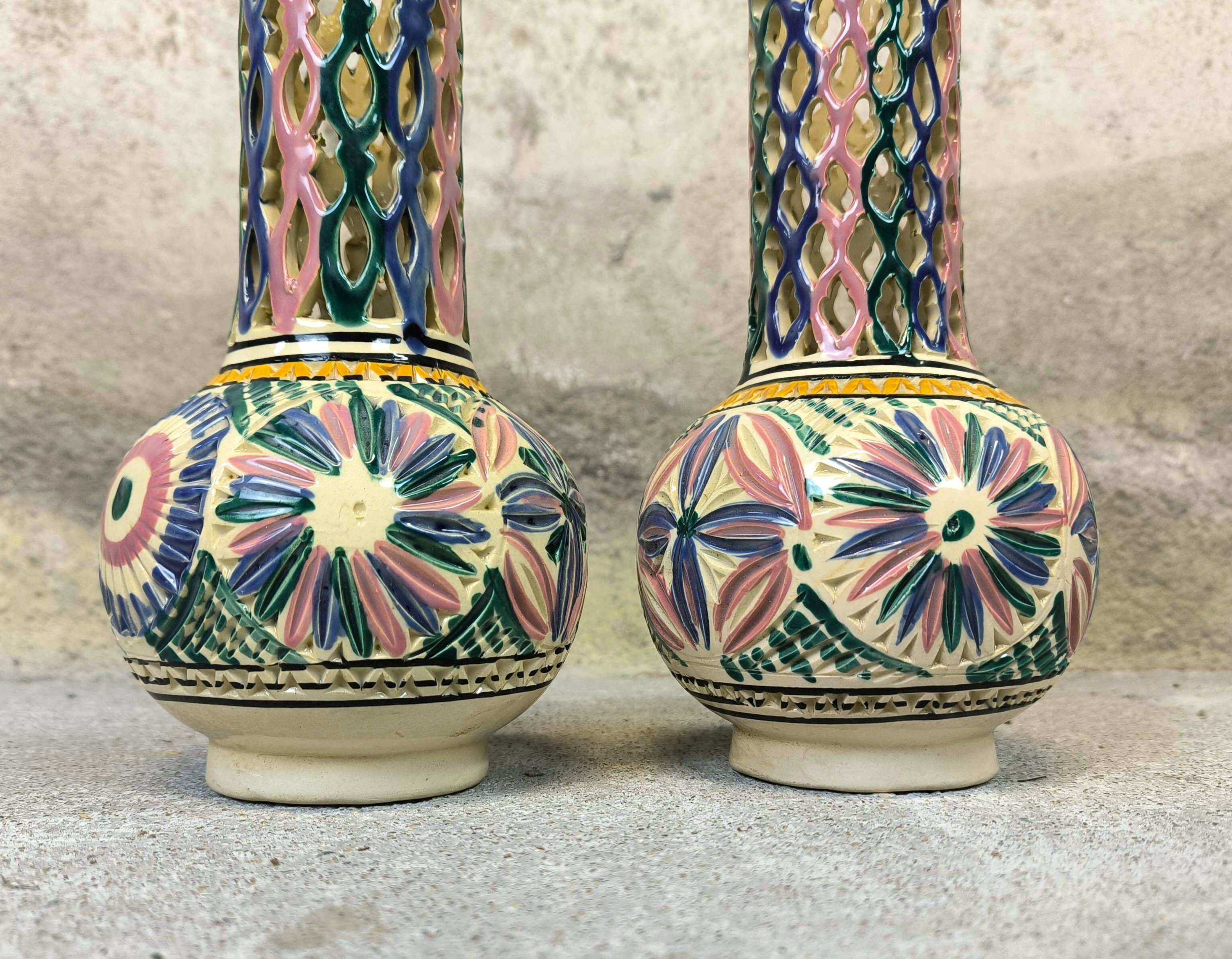 Pair of vintage openwork vases