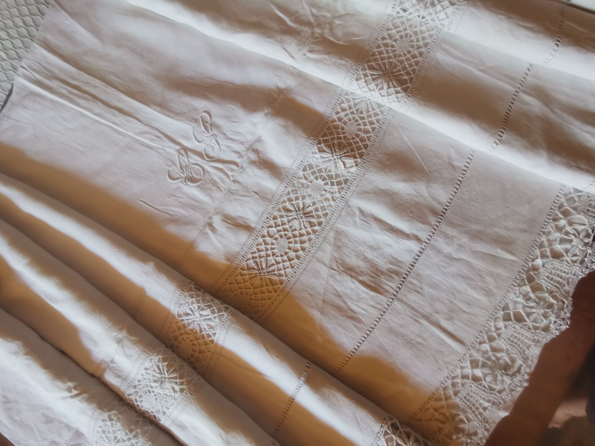 Antique linen cloth monogrammed CP