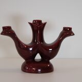 Red candle holder 1960 Saint-Clément vintage