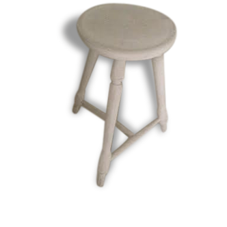 Stool tripod vintage white wood