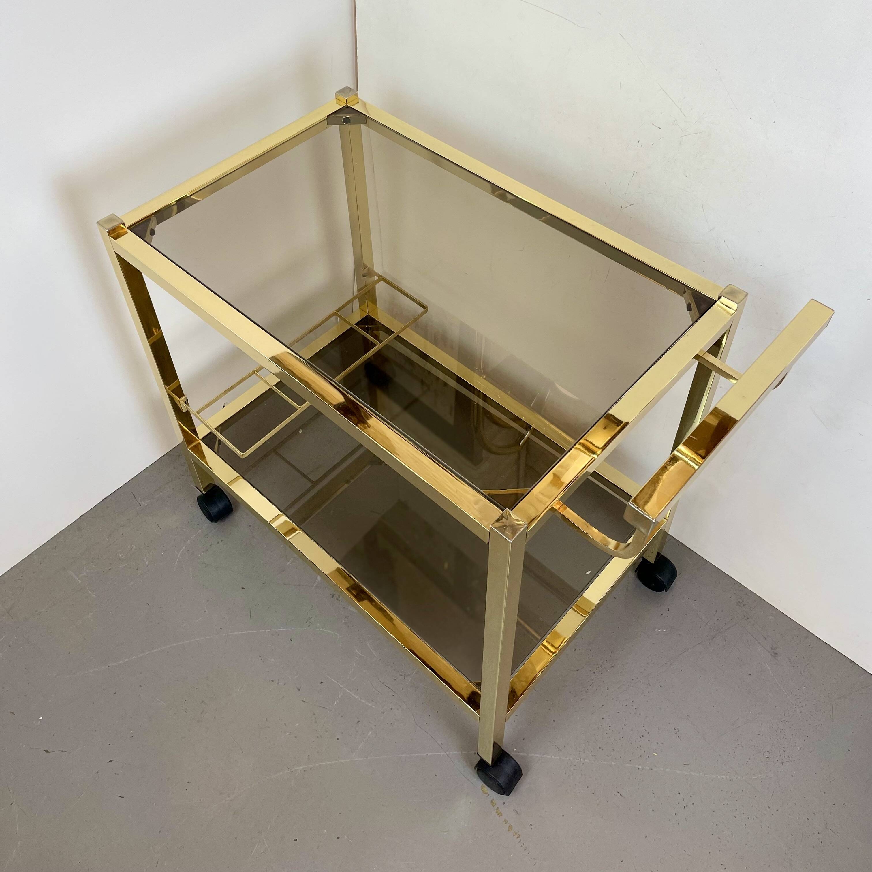 Hollywood Regency Gold Bar Cart, 1980s