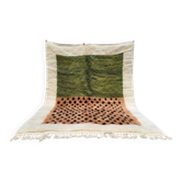 Tapis Mrirt marocain vert olive et terracotta 360x240 cm – motif graphique