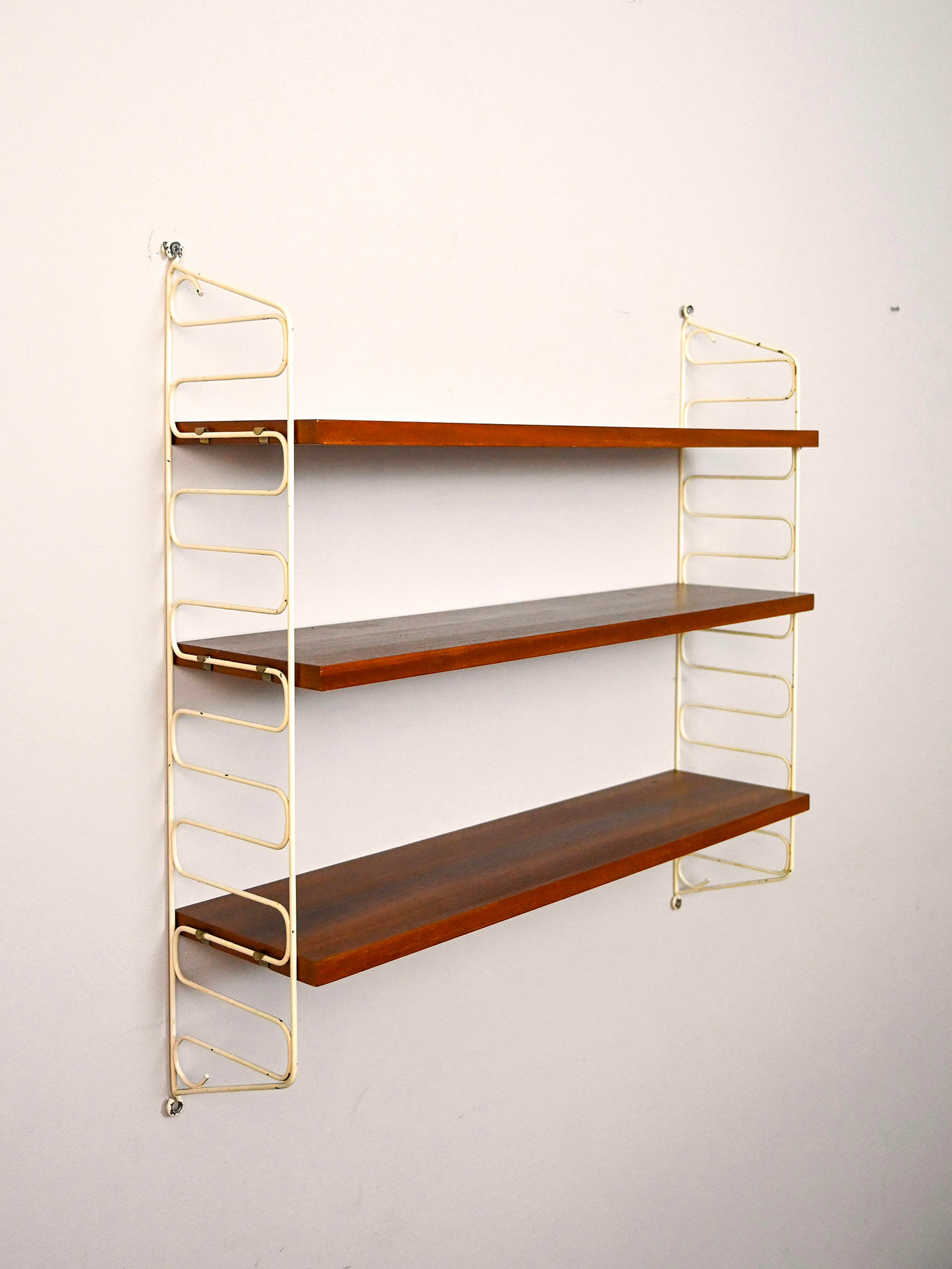 Swedish wood and metal shelving unit