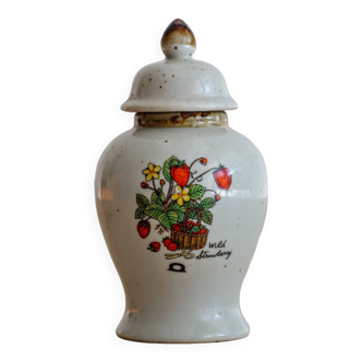 Small jam or ginger jar with strawberry decoration