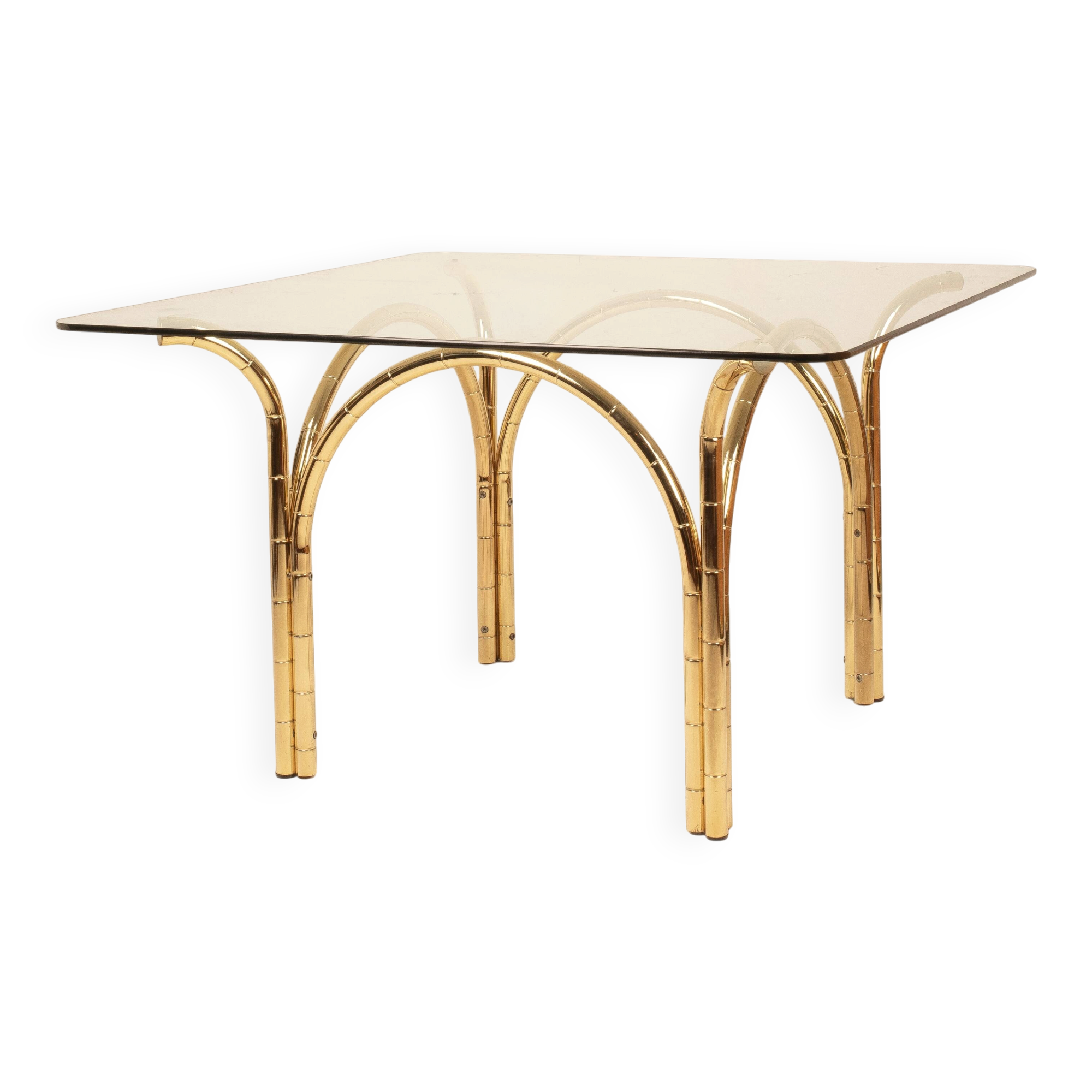 Glass and Brass Table, Italian Manufacture, 1970